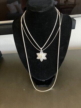 Bundle of 3 silver neckalces, 1 silver ring and one bracelet $59 for all